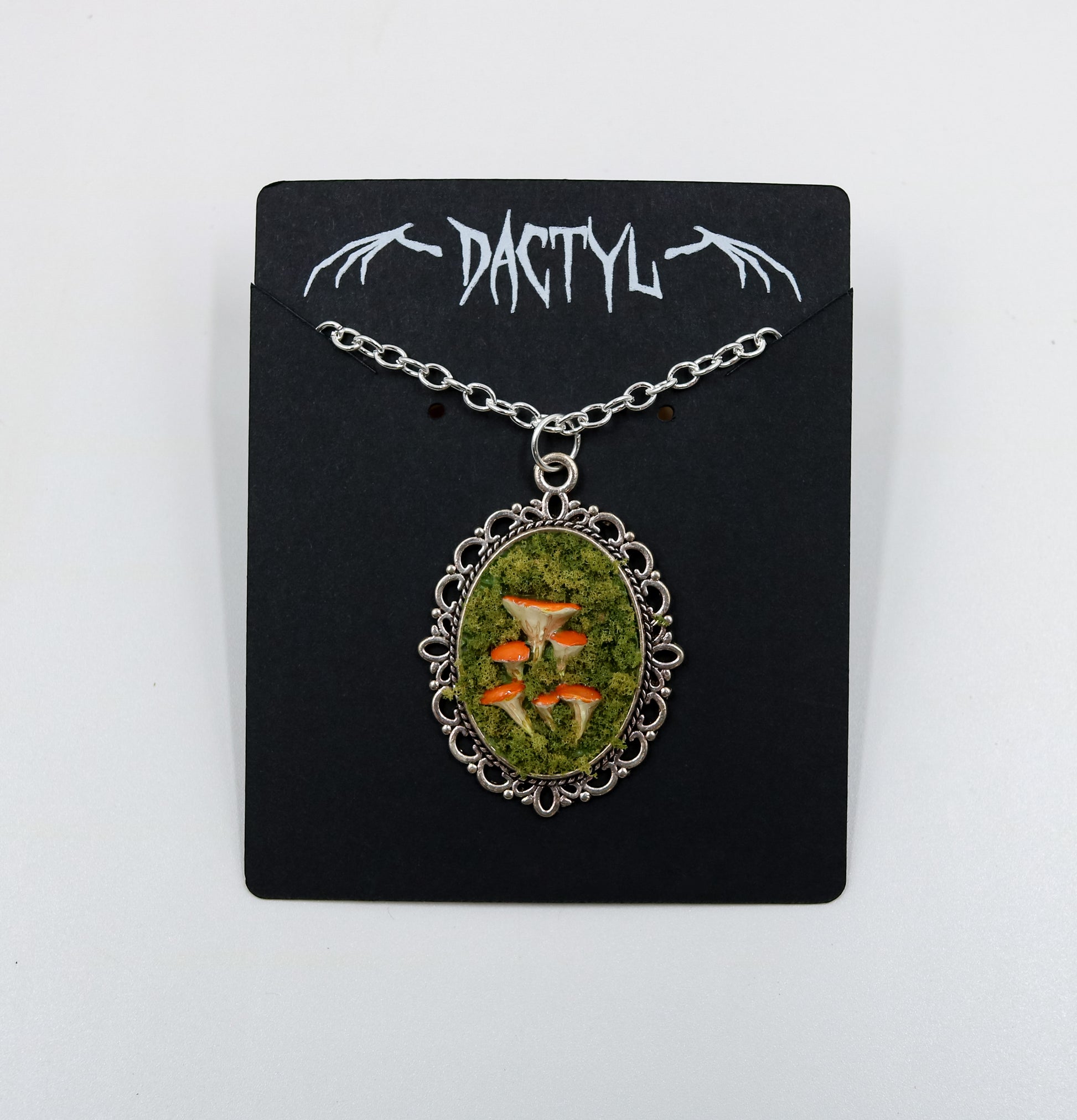 Chanterelle Mushroom Forest Moss Necklace