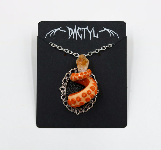 Orange Octopus Tentacle Citrine Crystal Necklace 