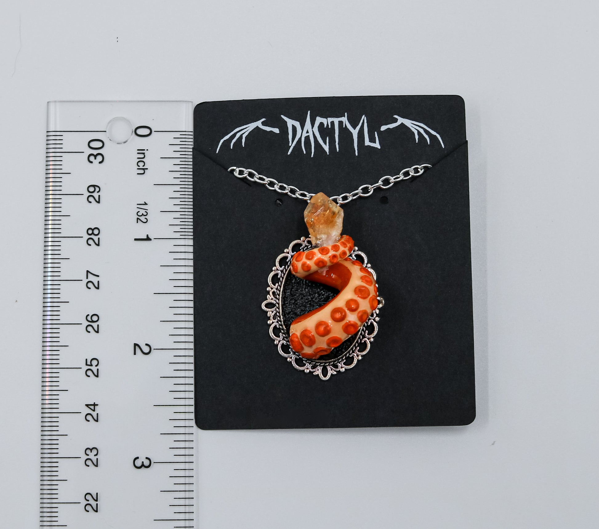 Orange Octopus Tentacle Citrine Crytsal Necklace 