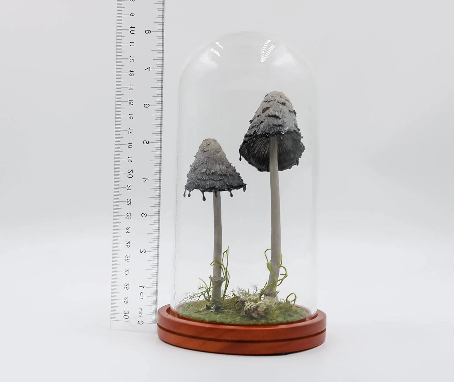 Shaggy mane ink cap mushroom sculpture