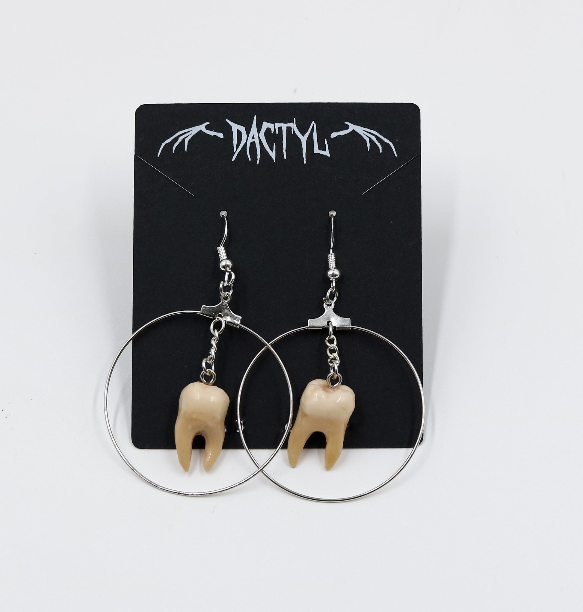 Human Teeth Silver Hoop Earring Jewelry 