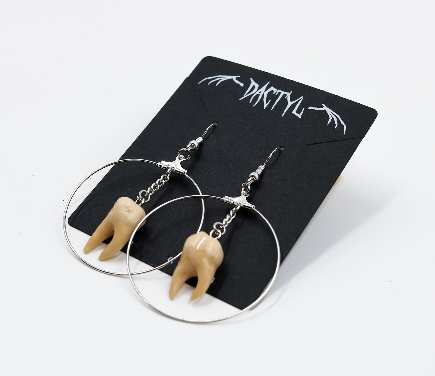 Human Teeth Silver Hoop Earring Jewelry