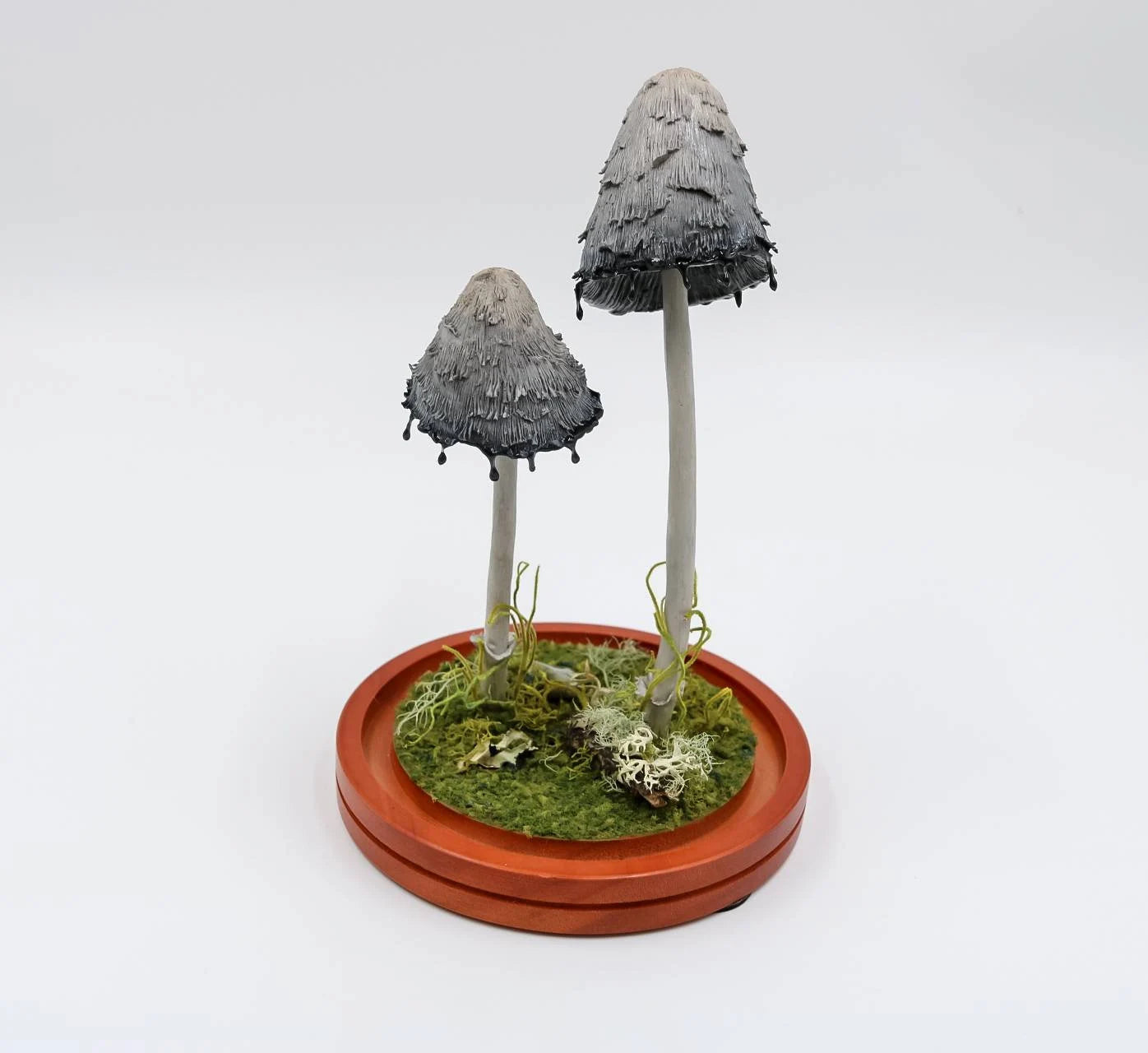 Shaggy mane ink cap mushroom sculpture